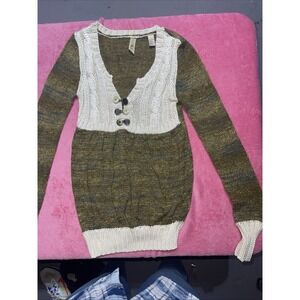 BKE Two-Tone Knit Button-Front Cardigan Sweater IM GUC Size S